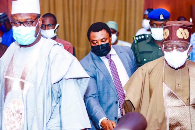 Tinubu in Minna with Governor Sani Bello