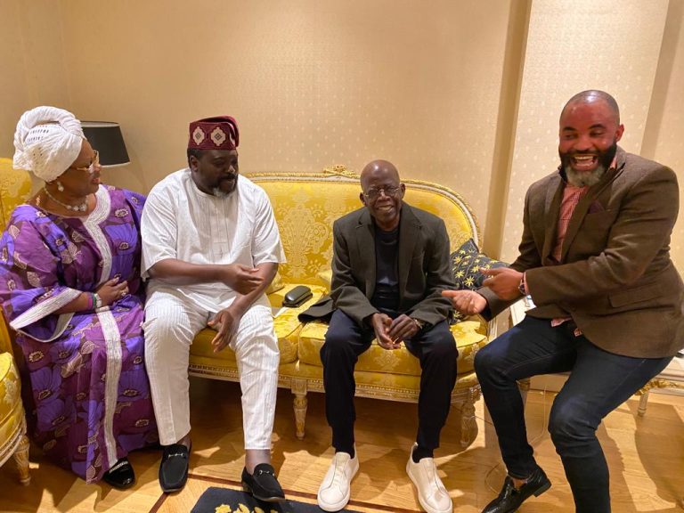 Tinubu with some members of the Nigeria Diaspora for Asiwaju (NDA) in London