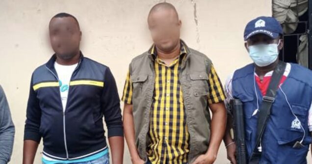 Two of the cyber scammers arrested by the NPF and Interpol
