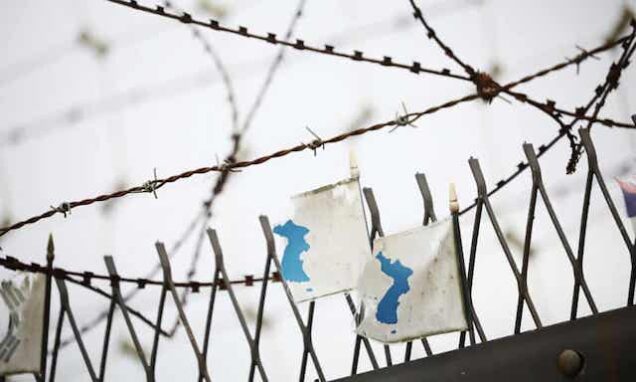 a military fence near the demilitarised zone between North and South Korea