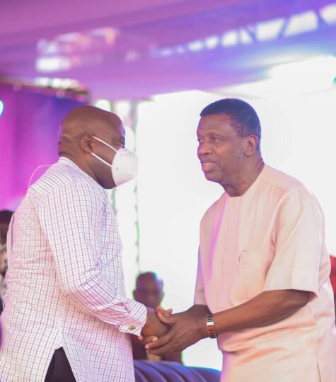 Governor Douye Diri and Pastor Adeboye at the The Redeemed Christian Church of God, tagged “Light Up Bayelsa Holy Ghost Rally”, at the Oxbow Lake in Yenagoa on Thursday.