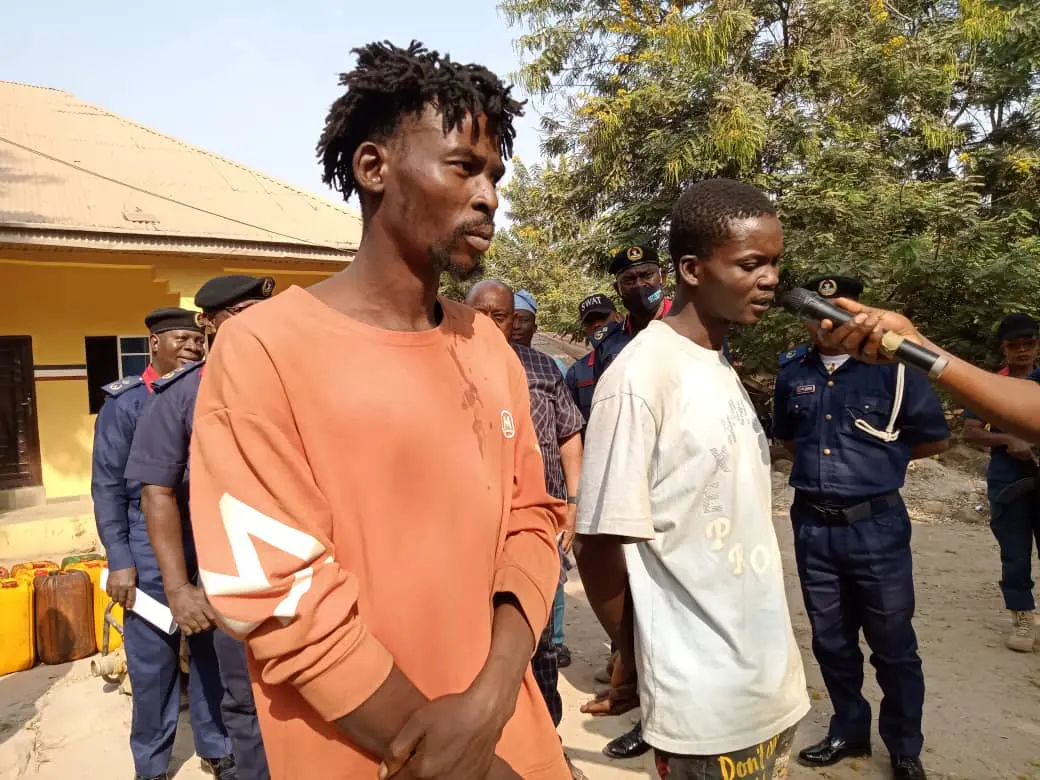 Fake herbalists Adeyemo Mufutau and Oladiji Hezekiah: arrested by the NSCDC for using fake recharge cards to defraud the public,