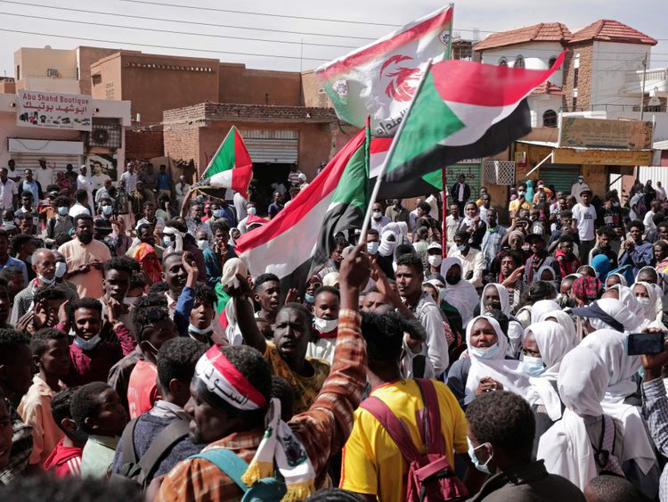 Sudanese protest in Khartoum on January 2, 2022 against the military rule. Image Credit: AP