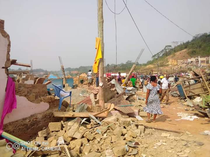 the trail of devastation caused by the Ghana explosion