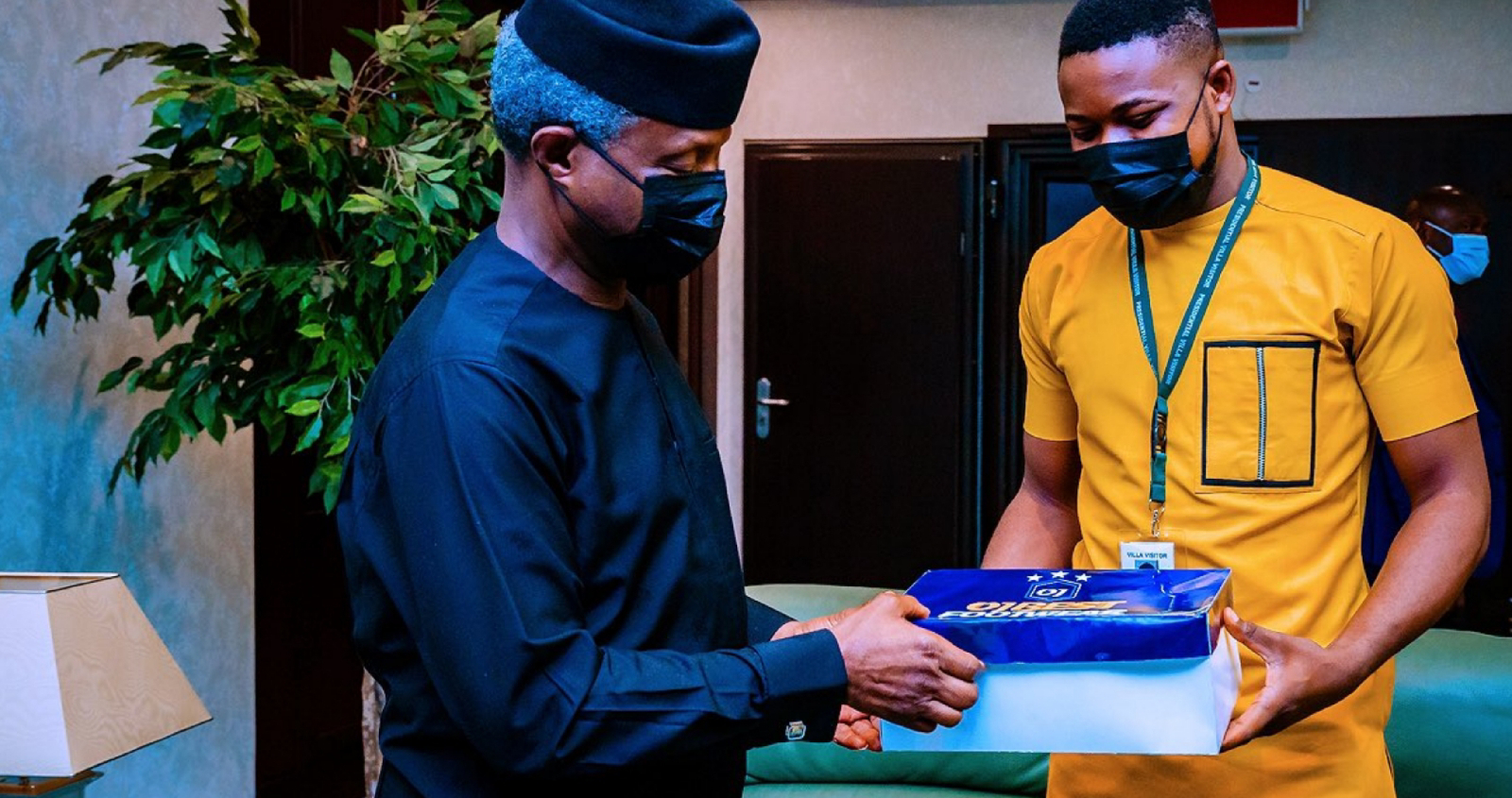 Vice President Yemi Osinbajo with his shoe-designer, OJBest Footwears
