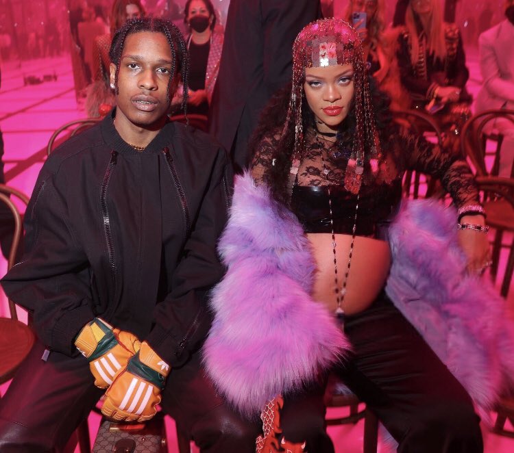 Pregnant Rihanna and A$AP Rocky Twin in Matching Denim Outfits at Louis  Vuitton Show for Paris Fashion Week
