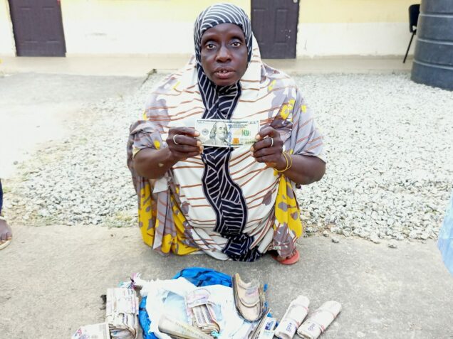 Abuja beggar, Hadiza Ibrahim arrested with N500,000 and 100 dollars.