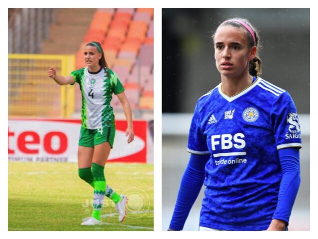 Ashleigh Plumptre in Nigeria’s Super Falcons and Leicester colours