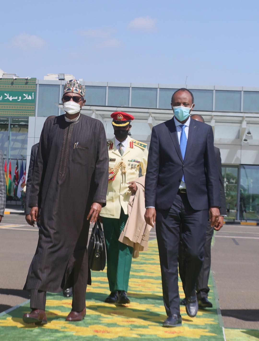 Buhari heads to his Air Force plane at Bole Airport