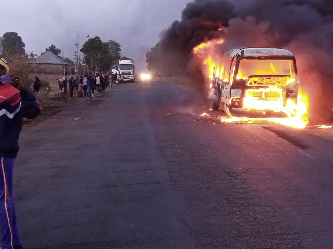 File photo for illustration only: Bus on fire