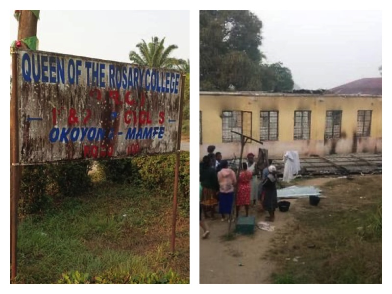 Dormitory of Queen of Rosary College in Okoyong burnt by Cameroonian separatists