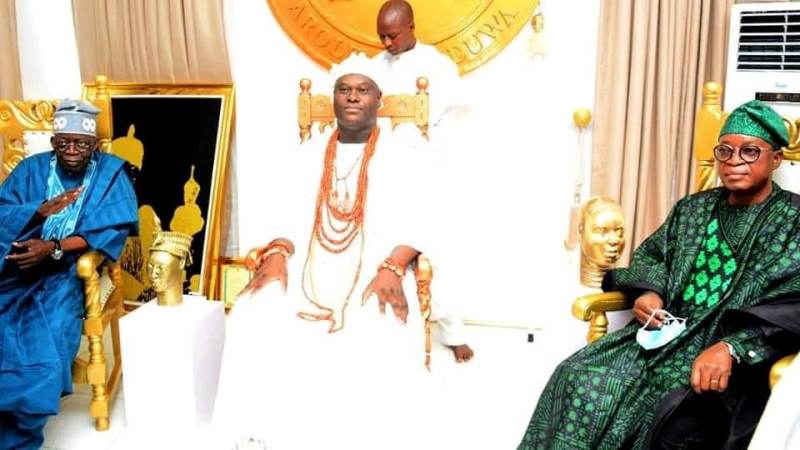 Tinubu with Ooni of Ife, Oba Ogunwusi and Governor Oyetola
