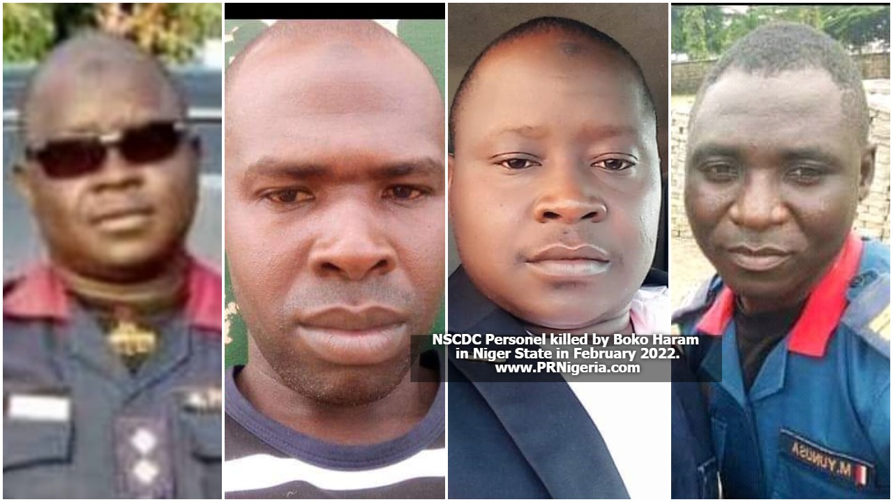 Four officers of Nigeria Security and Civil Defence Corps, NSCDC killed by Boko Haram landmine in Galadiman Kogo axis of Shiroro LGA of Niger State