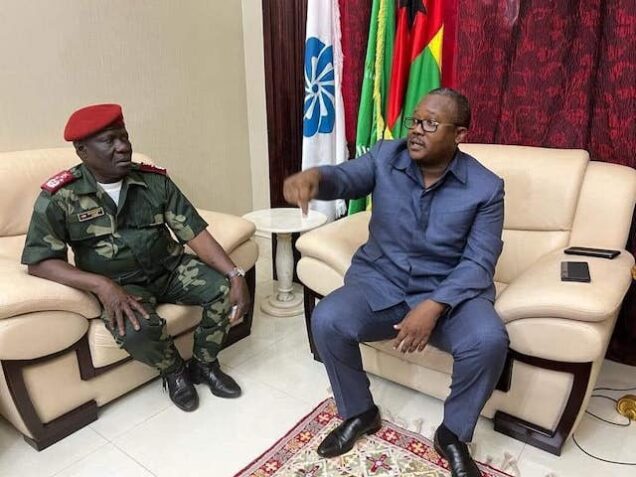 President Embalo with a military officer