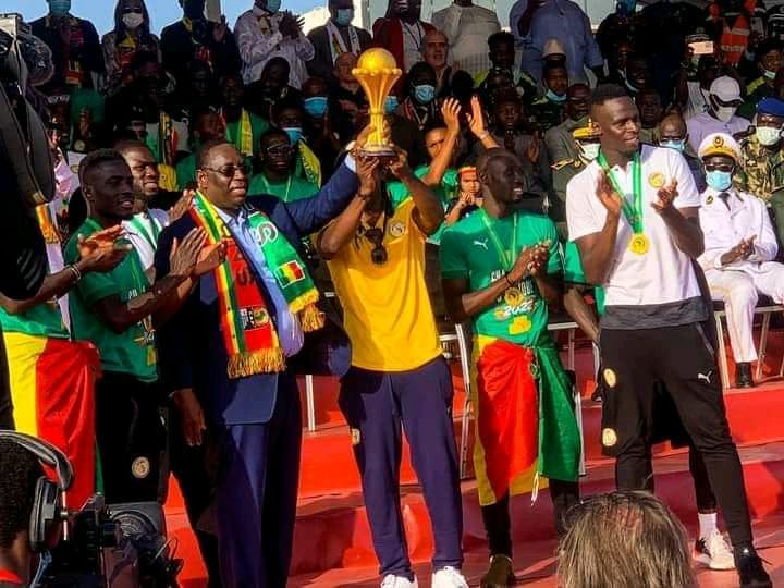 President Macky Sall with the AFCON trophy