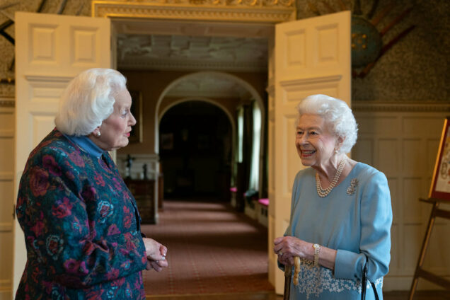 Queen Elizabeth at a reception in Sandrigham fo local groups