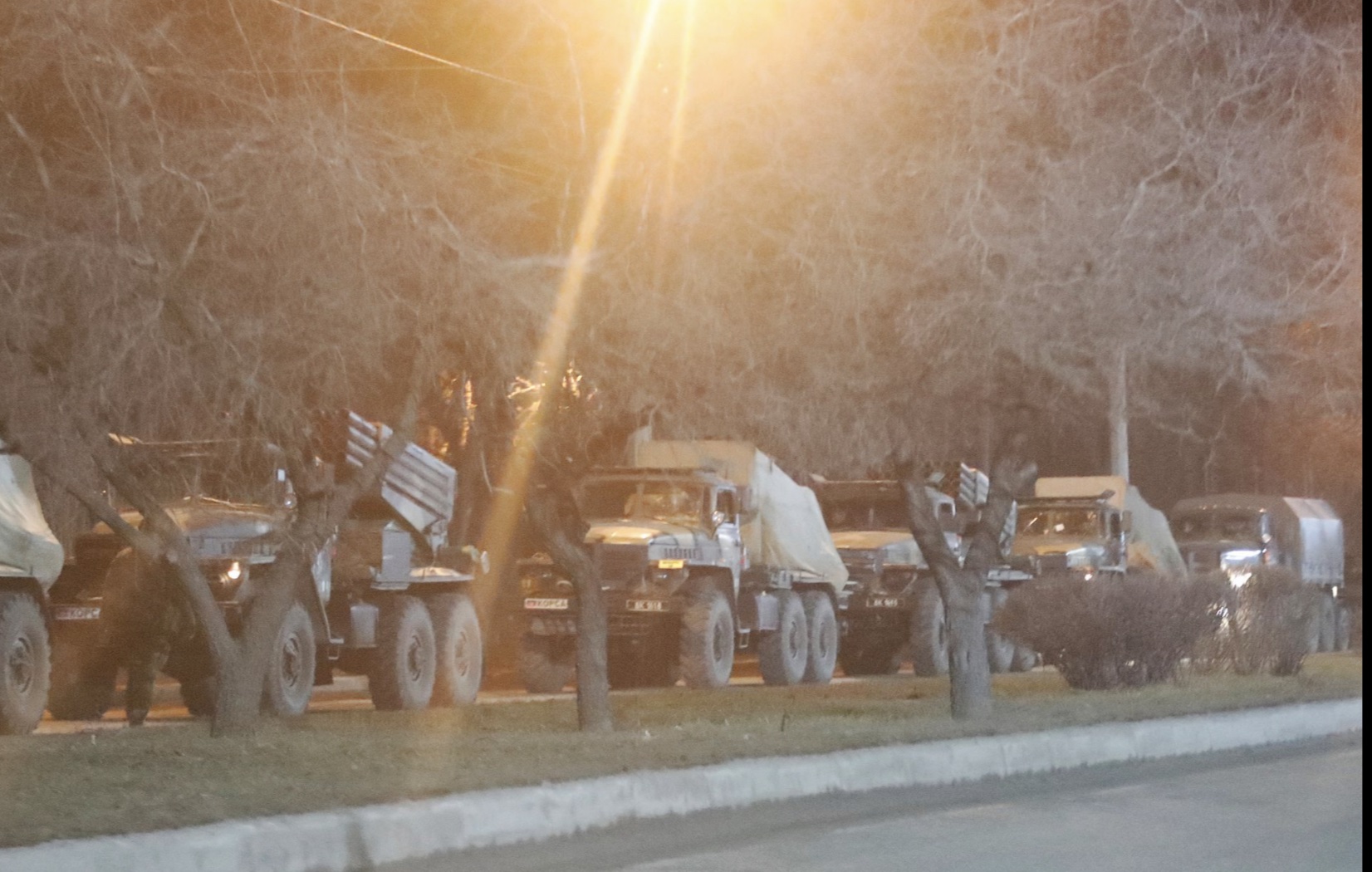 Russian military vehicles in Donetsk Ukraine
