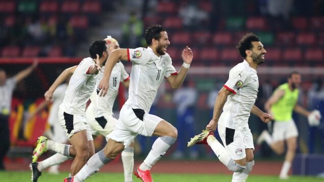 Salah, first right leads teammates in a lap of joy