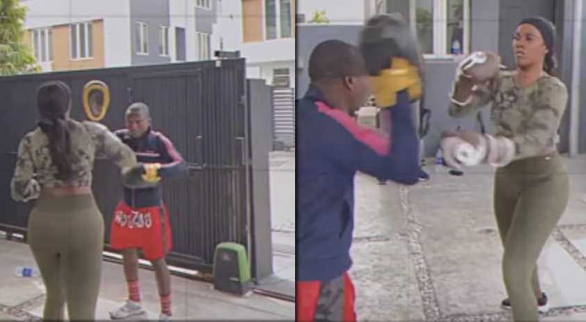 Savage with her sparing partner