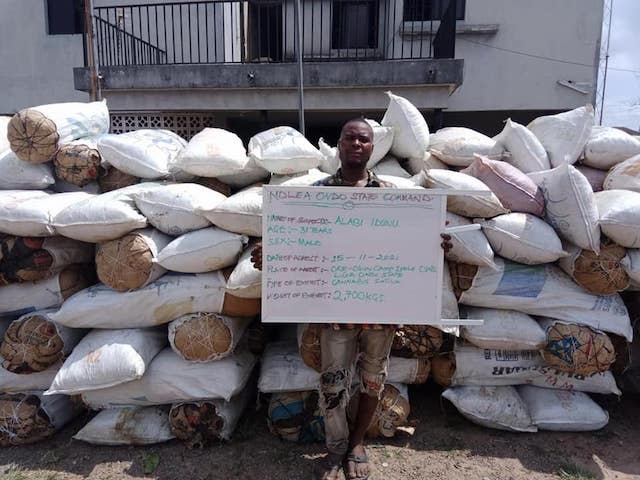 a man caught with bags of cannabis in Ondo state