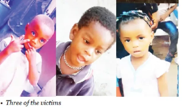 Three of the children taken away by the mysterious lesson teacher in Rivers