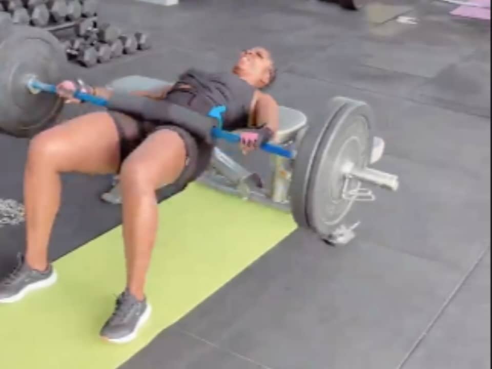 The singer lifting weight