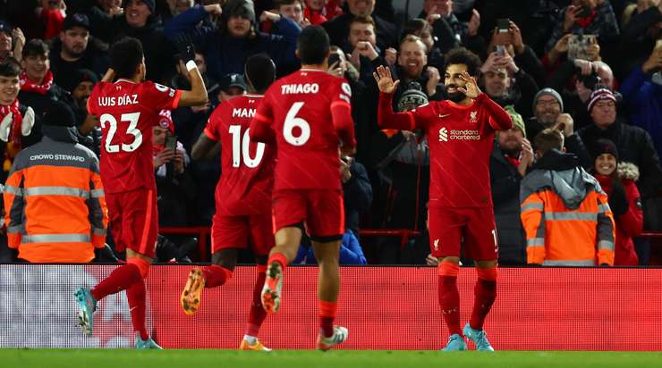 Liverpool players celebrate their victory