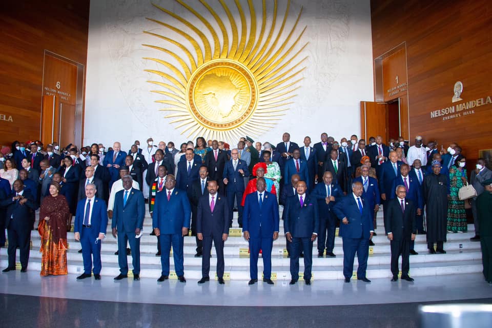 Buhari with other heads of states at the AU meeting