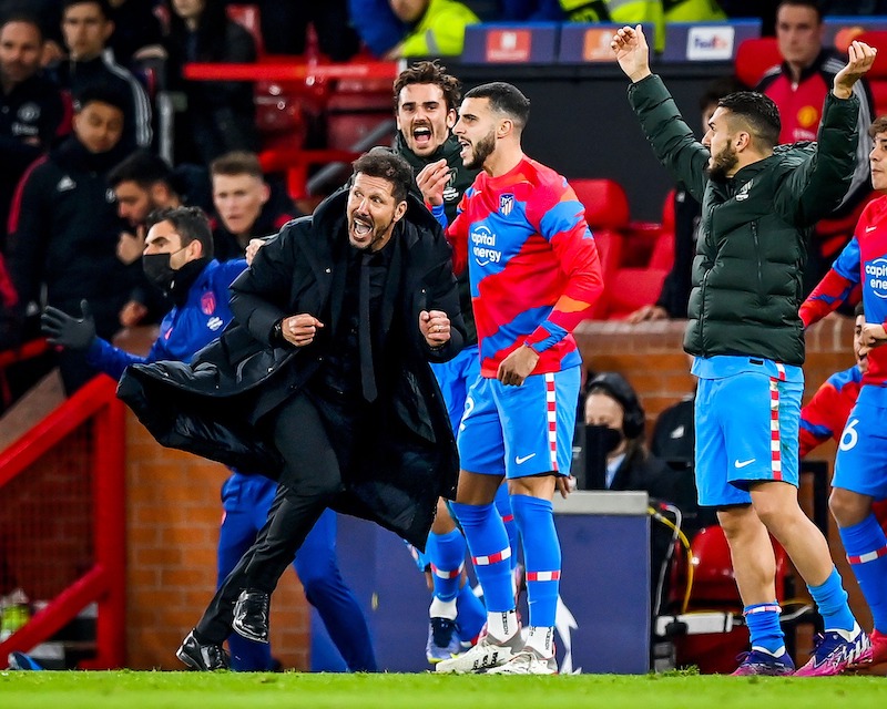 Atletico coach Diego Simeone in a lap dance of joy