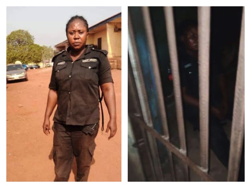 Battered cop Sgt Helen Onoja, right, in the guardroom