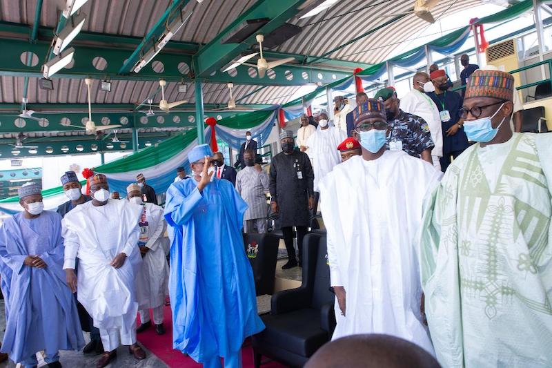 Buhari arrives for the APC NWC swearing-inn