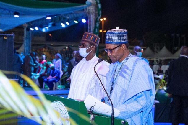 Buhari at the APC convention inn Abuja Saturday night