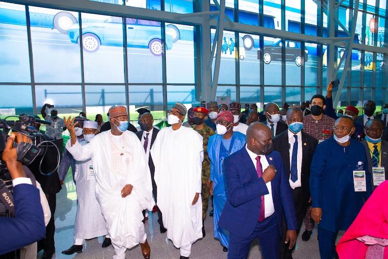 Buhari at the new Lagos terminal