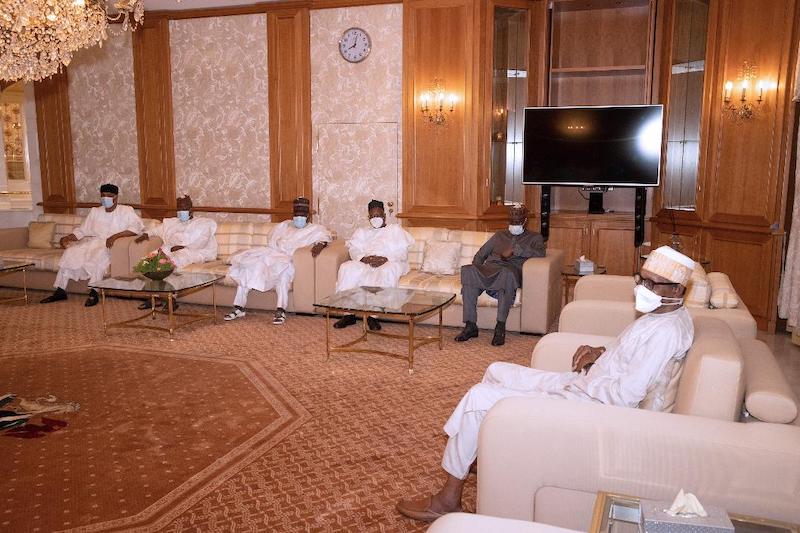 Buhari, right with some of APC chairmanship aspirants