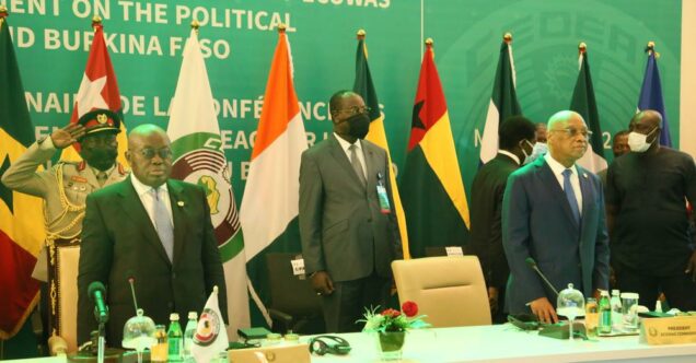ECOWAS chairman Nana Akufo-Addo and other leaders at the summit in Accra