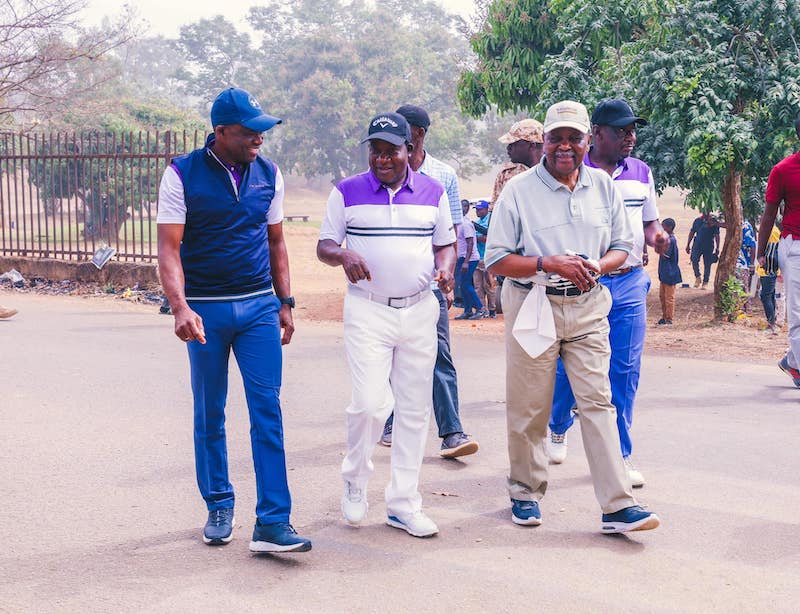 Gowon, right and Governor Lalong, middle on Saturday