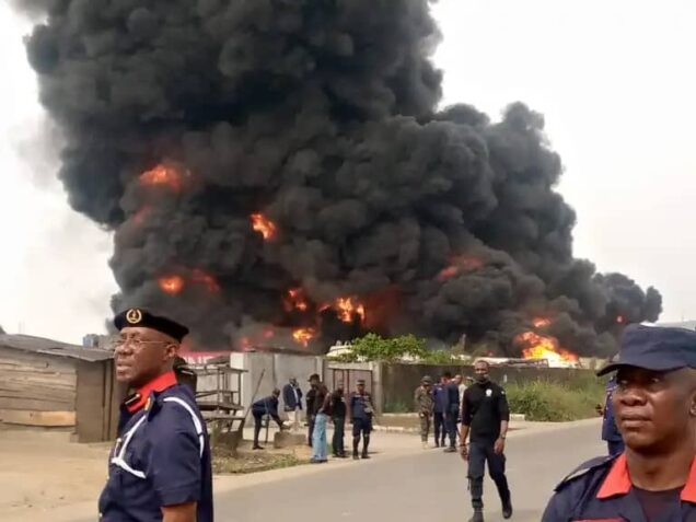 Scene of fire incident at the NSCDC dump yard in Rivers State