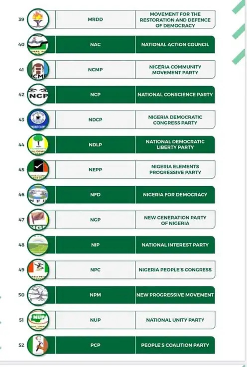 INEC de-registered parties 4