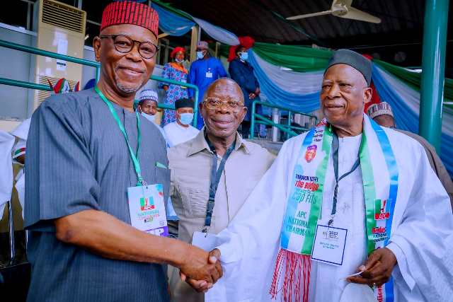 Oyegun, Oshiomhole and Adamu at the event