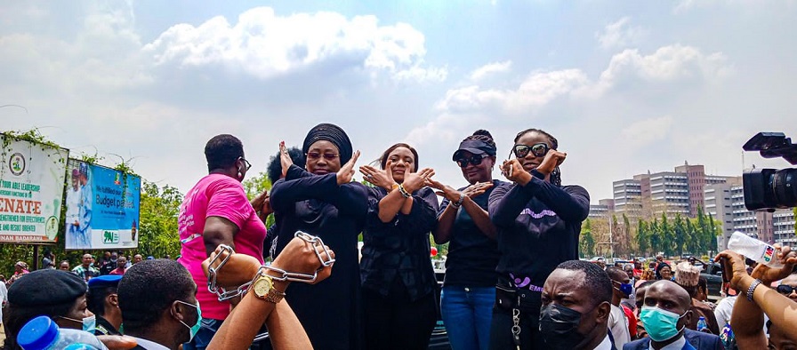 Members of Nigerian Governors' Wives Forum during the protest at the National Assembly