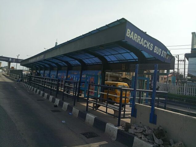 No BRT bus at Barracks Bus stop in Lagos