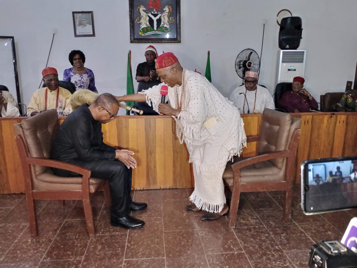 Peter Obi being blessed by traditional rulers for his presidential ambition