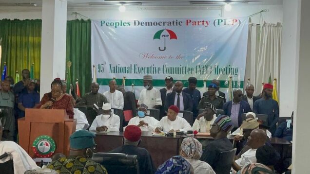 PDP NEC members at their meeting in Abuja