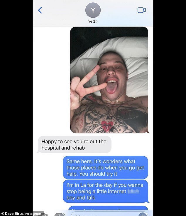 Pete Davidson's text to Kanye West 2