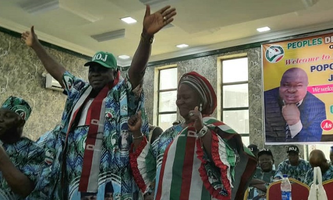 Popoola Olukayode-Joshua declaring his intention to contest Oyo governorship on the platform of PDP IN 2023 on Thursday in Ibadan
