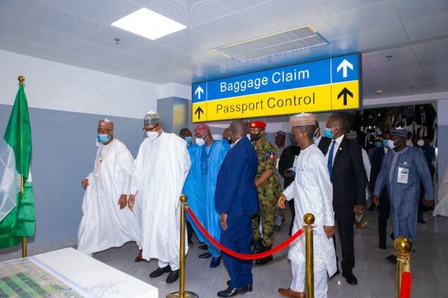 President Buhari at the new Lagos Airport terminal