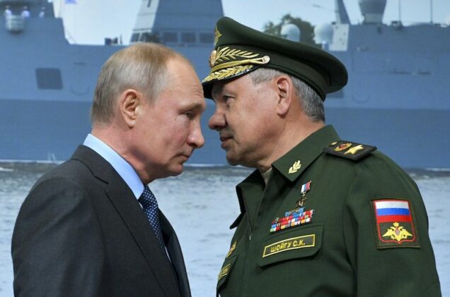 Russian defence minister Sergei Shoigu, right with Putin