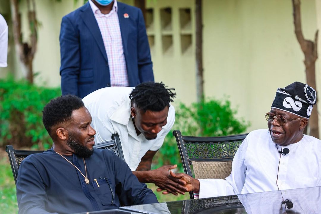 Okocha with the Asiwaju and another ex-Eagles players
