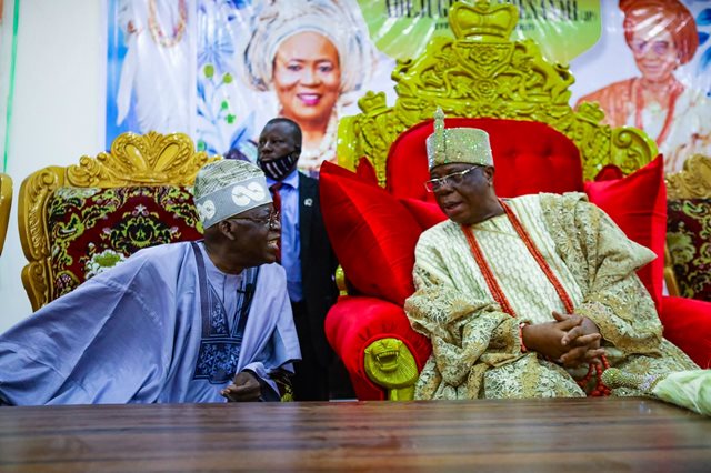 Tinubu with the Ewi of Ado Ekiti 