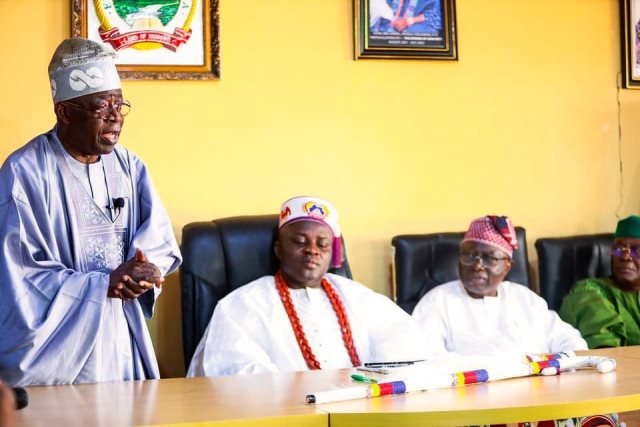 Tinubu with traditional rulers in Ondo